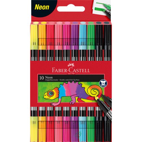 Faber Castell Double-ended Neon Felt Tip Pens - Set of 10