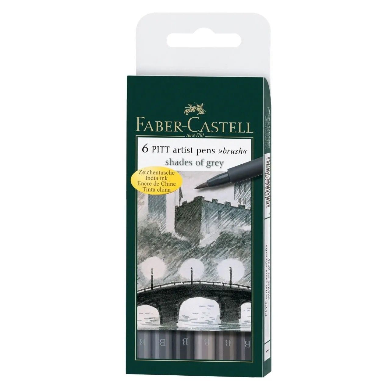 Pitt Artist Brush Pen Wallet 6 Shades Of Grey