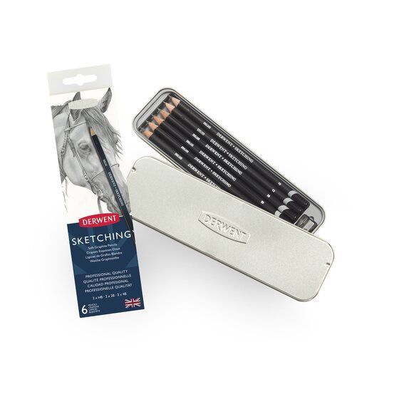 Derwent Drawing Tins 6 Sketching Pencils Set