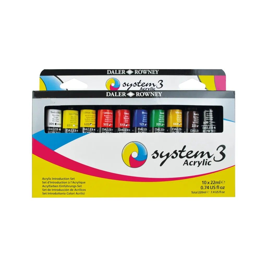 Daler Rowney System 3 Original Acrylic Paint Introductory Set - 10 x 22ml