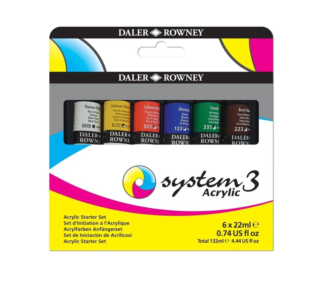 Daler Rowney System 3 Original Acrylic Paint Starter Set 6 x 22ml
