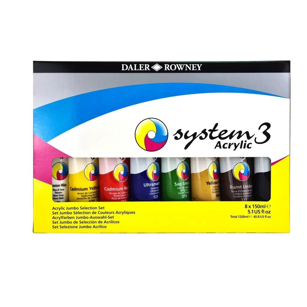 Daler Rowney System 3 Acrylic Jumbo Selection Set 8 x 150ml