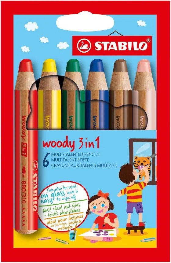 Stabilo Woody 3 in 1 Pencils Set of 6