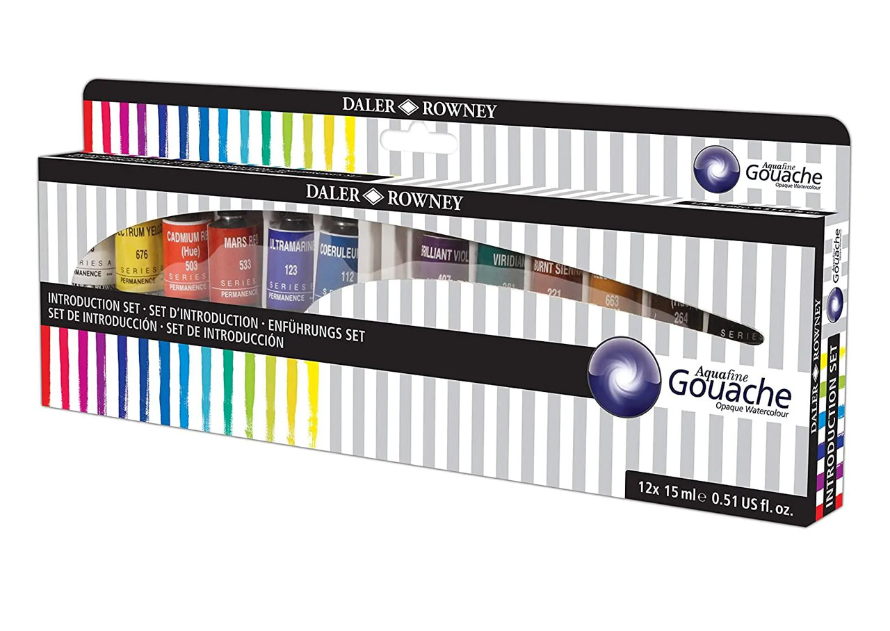 Daler Rowney Aquafine Gouache 12 x 15ml Tubes